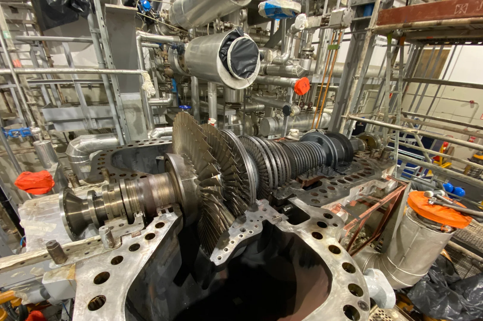 Industrial mechanical equipment opened for maintenance