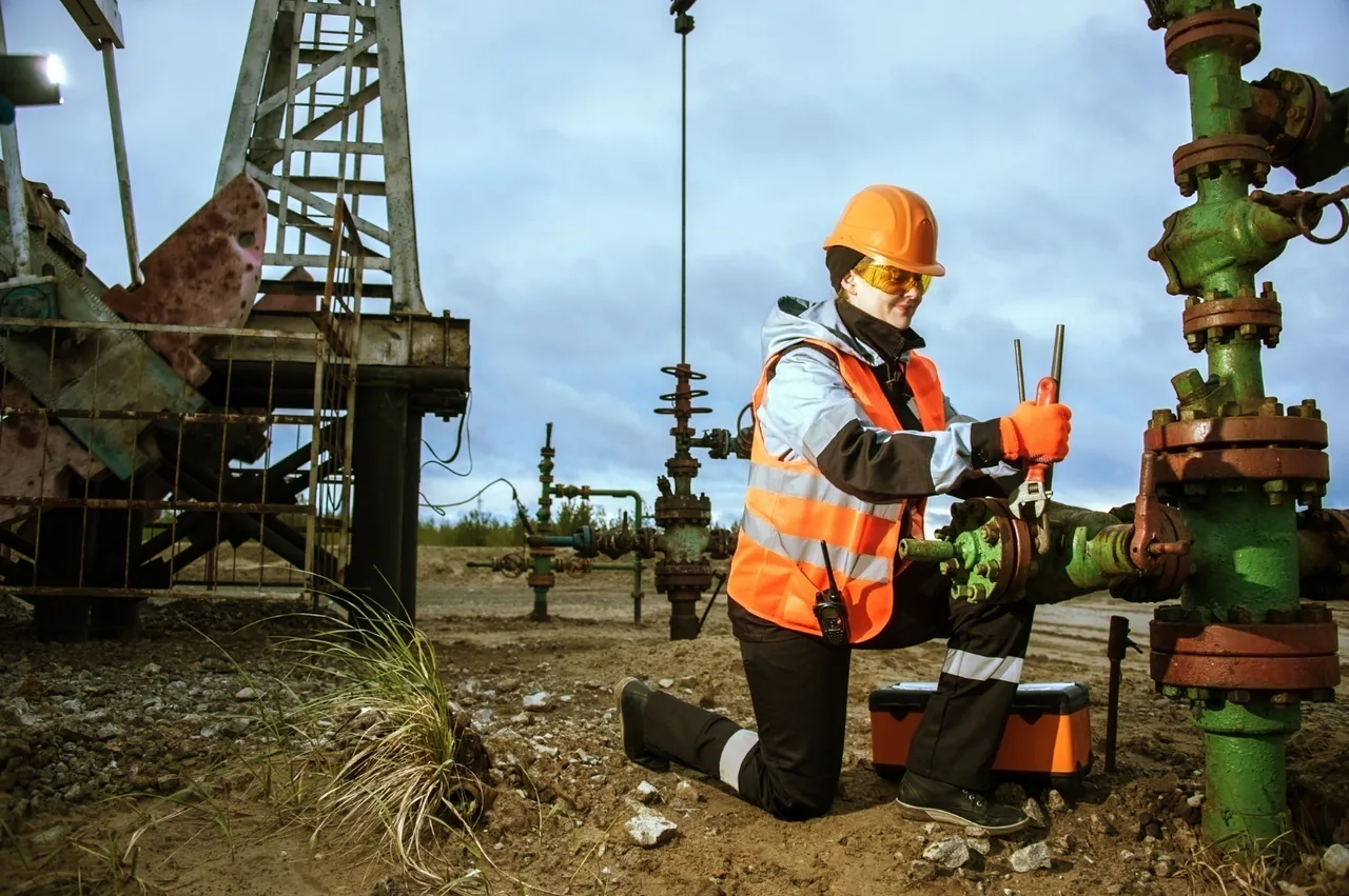 Industrial worker carrying out field work at a facility